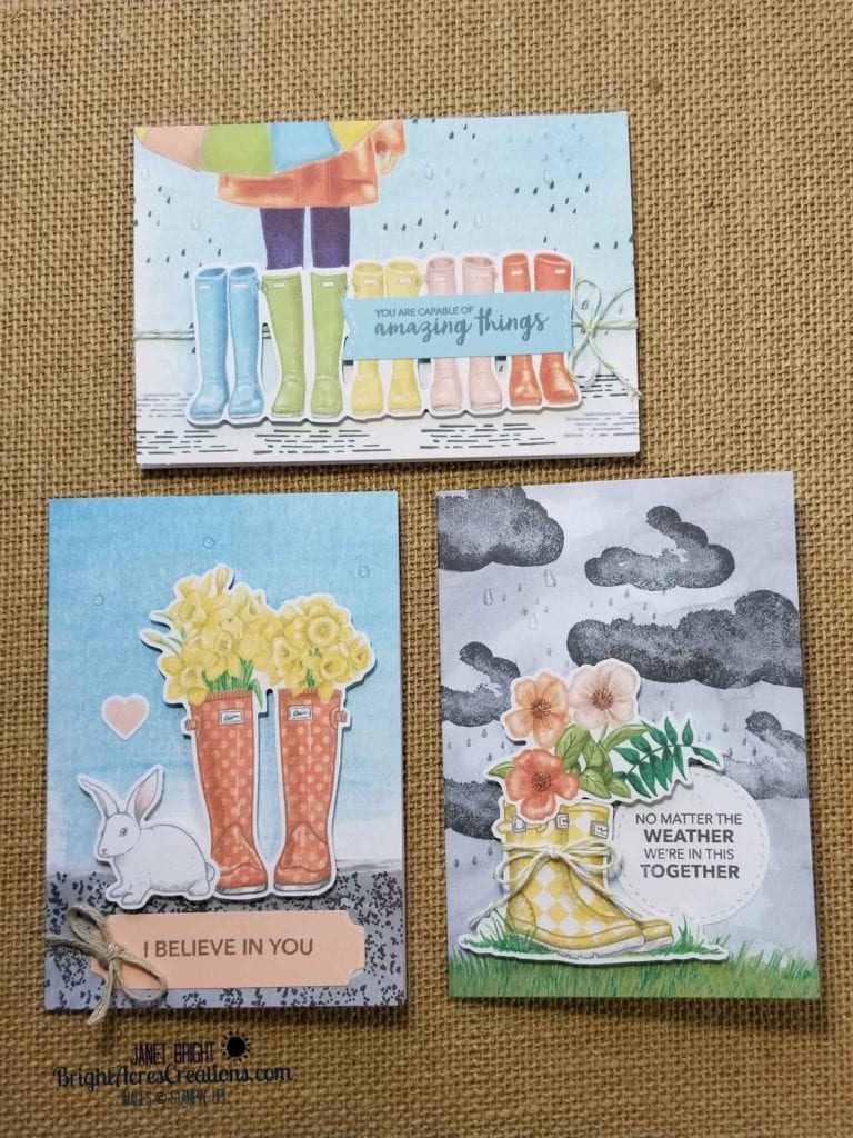 Examples of March's Paper Pumpkin Kit cards