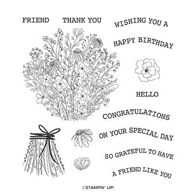 Hand-Drawn Blooms Cling Stamp Set (English)